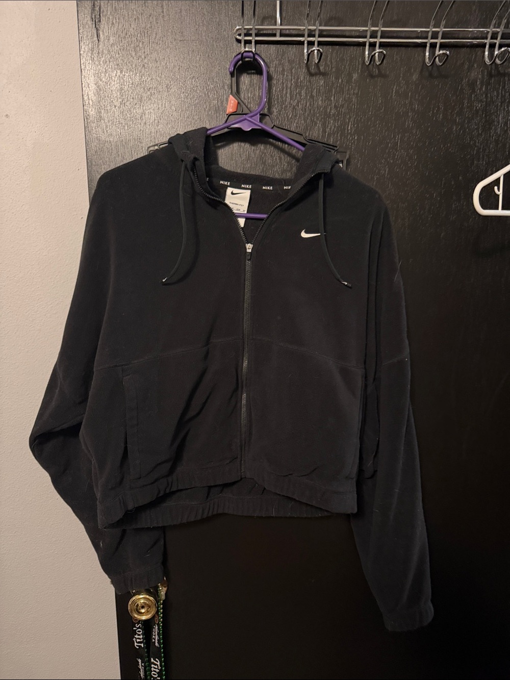 Nike Black Hooded Full-Zip Crop Jacket